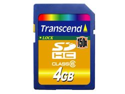 Transcend 4GB SDHC (Class 6, 150X) - TS4GSDHC150