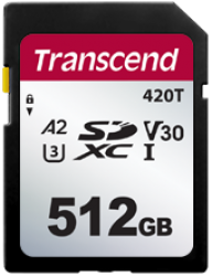 Transcend 512GB Industrial SDXC Card A1 U1, 3D TLC - TS512GSDC420T