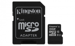 Kingston 16GB microSDHC UHS-I Class 1 (U1) Canvas Select with SD Adapter - SDCS/16GB