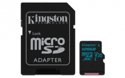 Kingston 128GB microSDXC UHS-I Class U3 Canvas Go! with SD Adapter - SDCG2/128GB