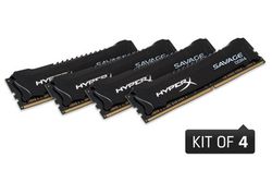 Kingston HyperX 64GB 2400MHz DDR4 CL14 DIMM (Kit of 4) XMP Savage Black - HX424C14SBK4/64