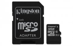 Kingston 32GB microSDHC UHS-I Class 1 (U1) Canvas Select with SD Adapter - SDCS/32GB